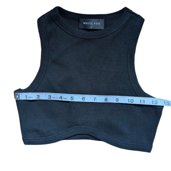 White Fox Boutique Little Ribbed Black Cropped Tank Top Women Size Small - Picture 8 of 12